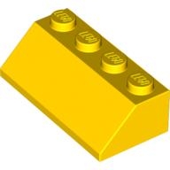 Lego kostka (kostička) 2x4 sklon (šikmá) 45°, žlutá (303724, 4219911)
